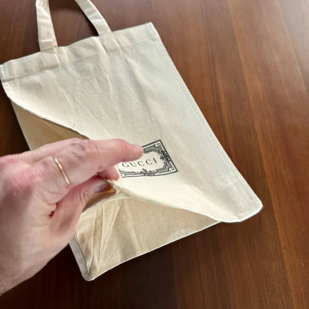 Gucci Natural Canvas Vertical Tote Black Logo Alessandro Michele Era